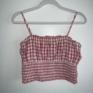 💛 4 for $12 - American Eagle Gingham Smocked crop cami, size small